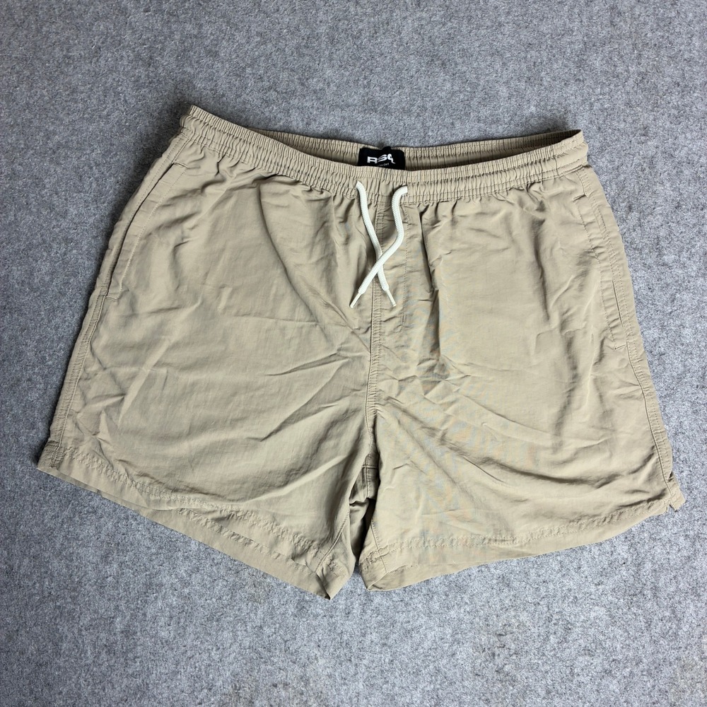 RSQ Mens XL 34x6 Tan Khaki Active Shorts Elastic Drawstring Board Shorts